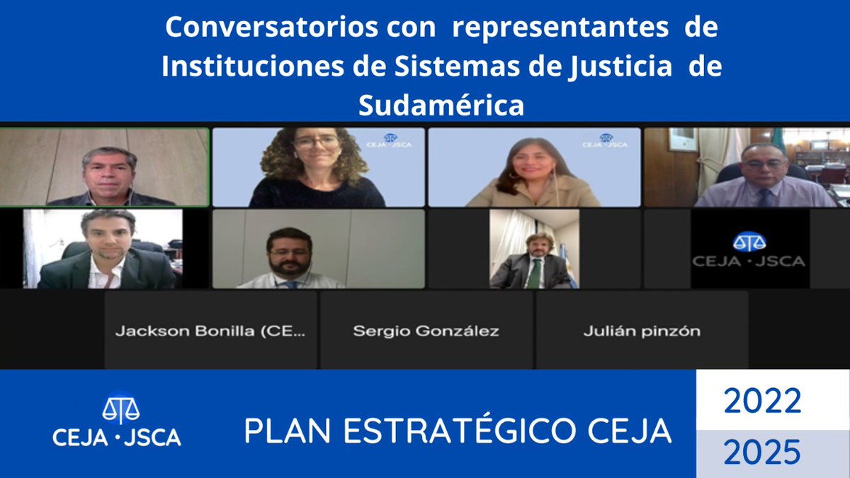 CEJAoficial's tweet photo. #CEJA realizó conversatorios con más de 100 representantes de instituciones de justicia, sociedad civil, academia y #CEJAREDEX de #Sudamérica para recibir aportes a su #PlanEstratégico 2022-2025
👉 https://t.co/D4CwNjnFjp https://t.co/BsFHsqpMyv