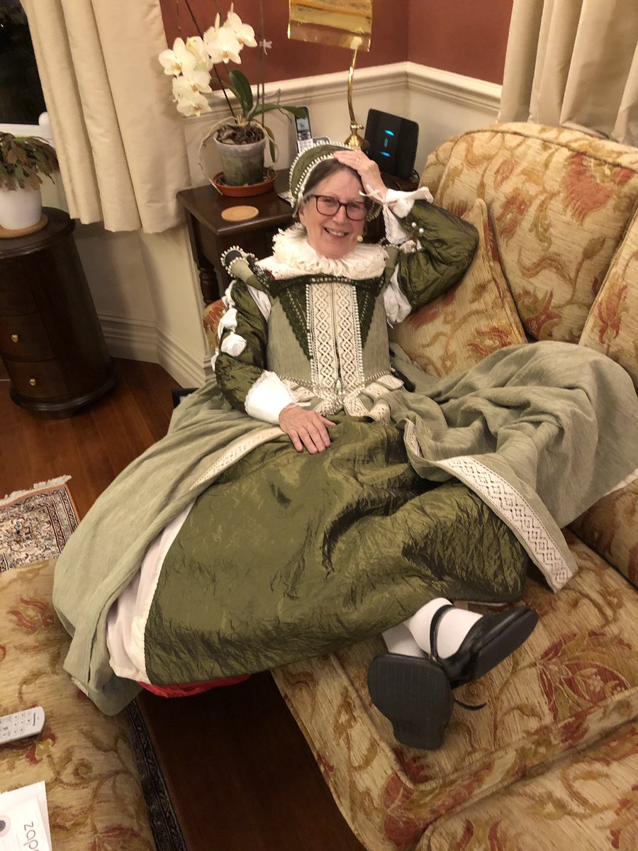 RAGriggsauthor's tweet image. Feet up after a fantastic evening with Abbotskerswell History Society #historyinterpreter #costumehistory #elizabethan #awomanofnoblewit