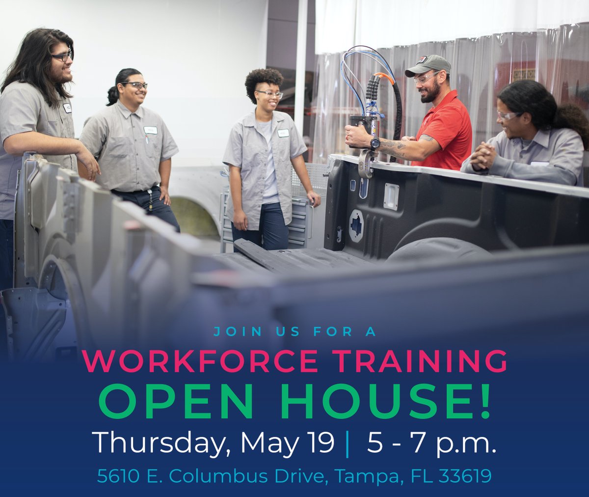 HCCFL's tweet photo. The Ybor City Campus Training Center welcomes the public to explore all its short-term workforce programs. Start your path into a high-skill, high-wage industry today! 

RSVP preferred, but not required: https://t.co/MvNKrPxoOo 

For more info, contact sschneer@hccfl.edu. #HCCFL https://t.co/Kvvjure6c6