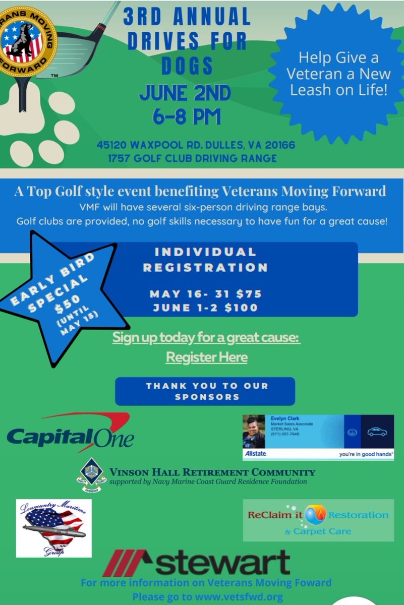 We need your registration today for our third annual Drive for Dogs! We have lots of prizes to raffle off including this wonderful donation from <a href="/MissionBBQ/">MISSION BBQ</a>! Please share today!
form.jotform.com/220757006947157

#servicedogs
#golfers 
#veterans