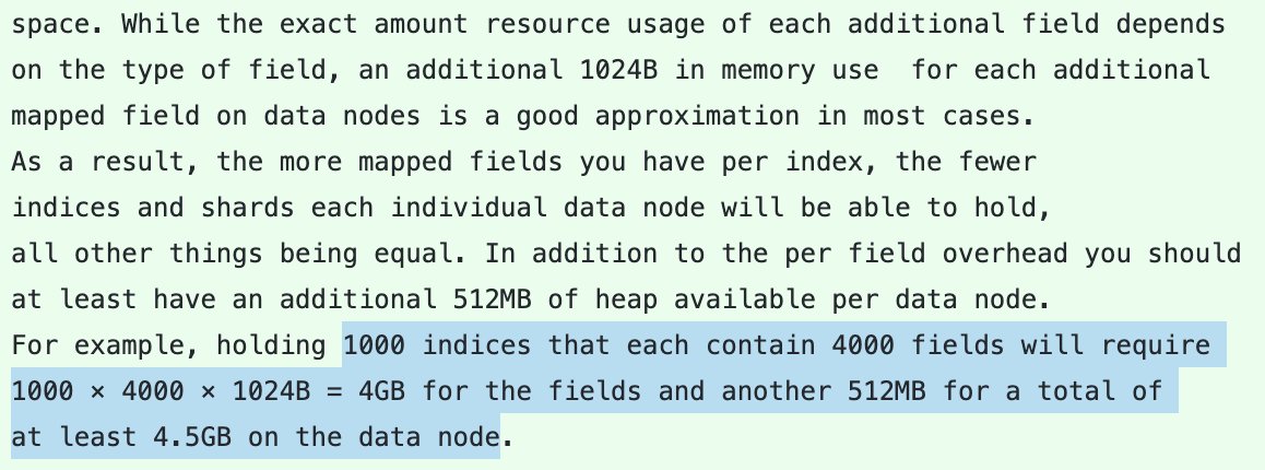 xeraa's tweet photo. how many shards should you have per elasticsearch heap? big update on that one coming with lots of little changes accumulating in the background: https://t.co/nZT2YDc7kn (not yet merged)
things are a little more complex than "20 shards / GB heap max" but it's a big jump 🚀 https://t.co/BqEAdLqqhV