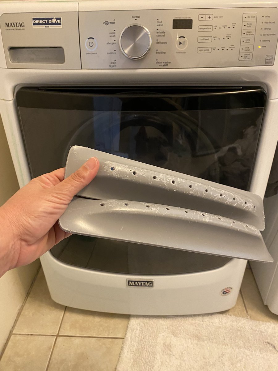 hopeallison's tweet photo. @TheMaytagMan We’ve had this washer for 5 years and it’s been nothing but grief. It’s been repaired numerous times and now pieces are falling out of the drum. So disappointed. What a waste. #badwasher https://t.co/EBpPuhvpLz