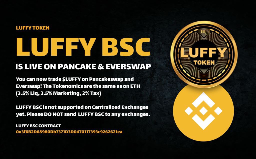 luffyinutoken's tweet photo. $LUFFY is now live on BSC. The Bridge is going live on Wednesday.

Chart:
https://t.co/xEgwurPDrN

BSC CONTRACT:

0x3f6b2d68980db7371d3d0470117393c9262621ea

#LuffyToken #LUFFY #BSC #BNB #ETH #BTC https://t.co/OzF1cMFs2S