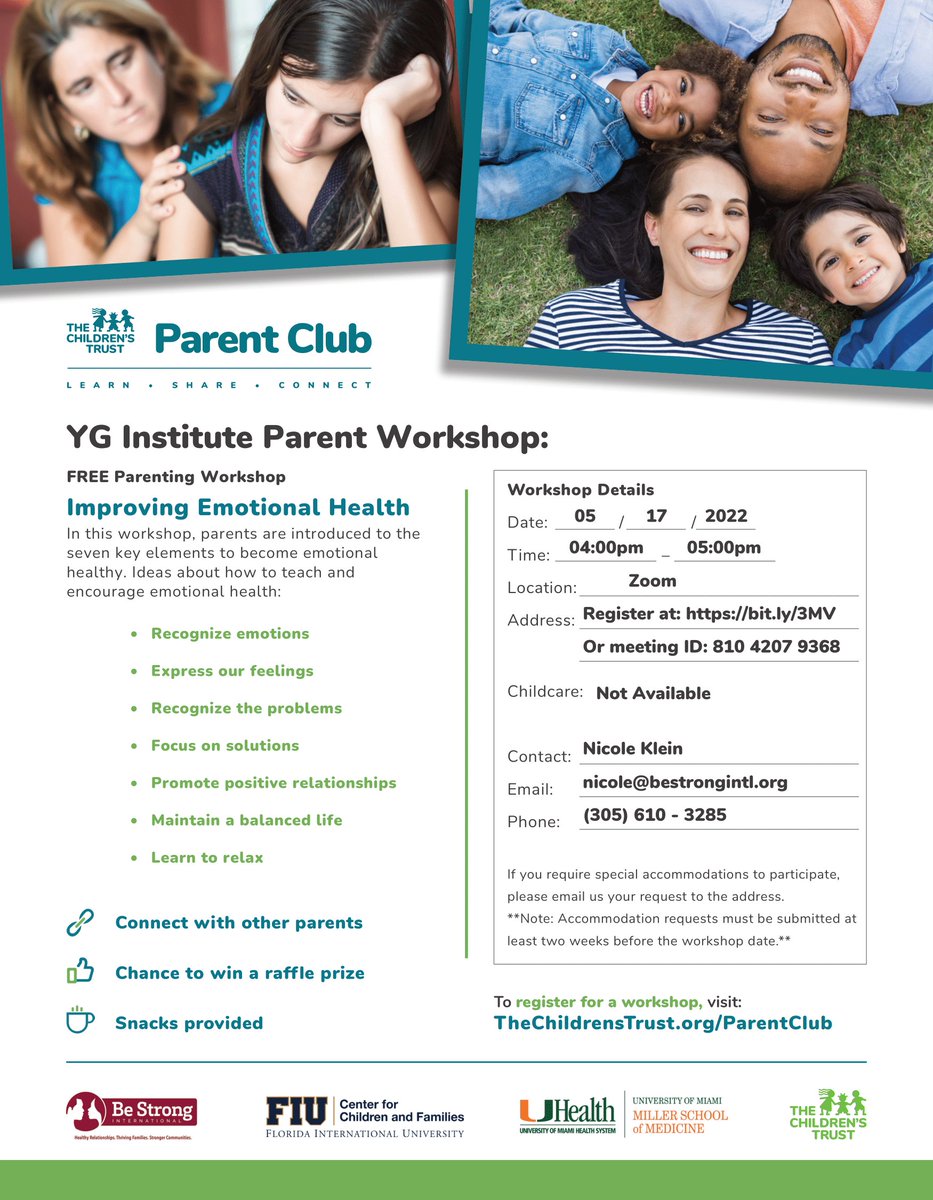 yginstitute's tweet photo. YG Institue, in partnership with Be Strong International, is holding a workshop for parents to teach them on what it means to be mentally and emotionally healthy and how they can promote that in their lives as well as in their children's lives.
Come join us on May 17th https://t.co/gW27AOV6oV