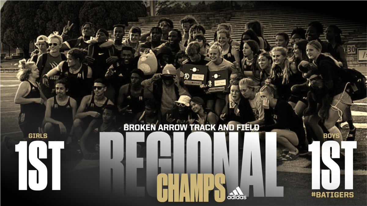 batigersports's tweet photo. 🏃 Track &amp; Field 
🔶 Regional Results
🥇 Girls Regional Champs with a Score of 174
🥇 Boys Regional Champs with a Score of 163
Complete Meet Results 
📊 https://t.co/1dUBY6lQqA
Next 🆙 State Track Meet
📅 May 13-14 at Ardmore
#BATigers | #BuildTheLegacy
@BrokenArrowTF https://t.co/pIXssvLjC0