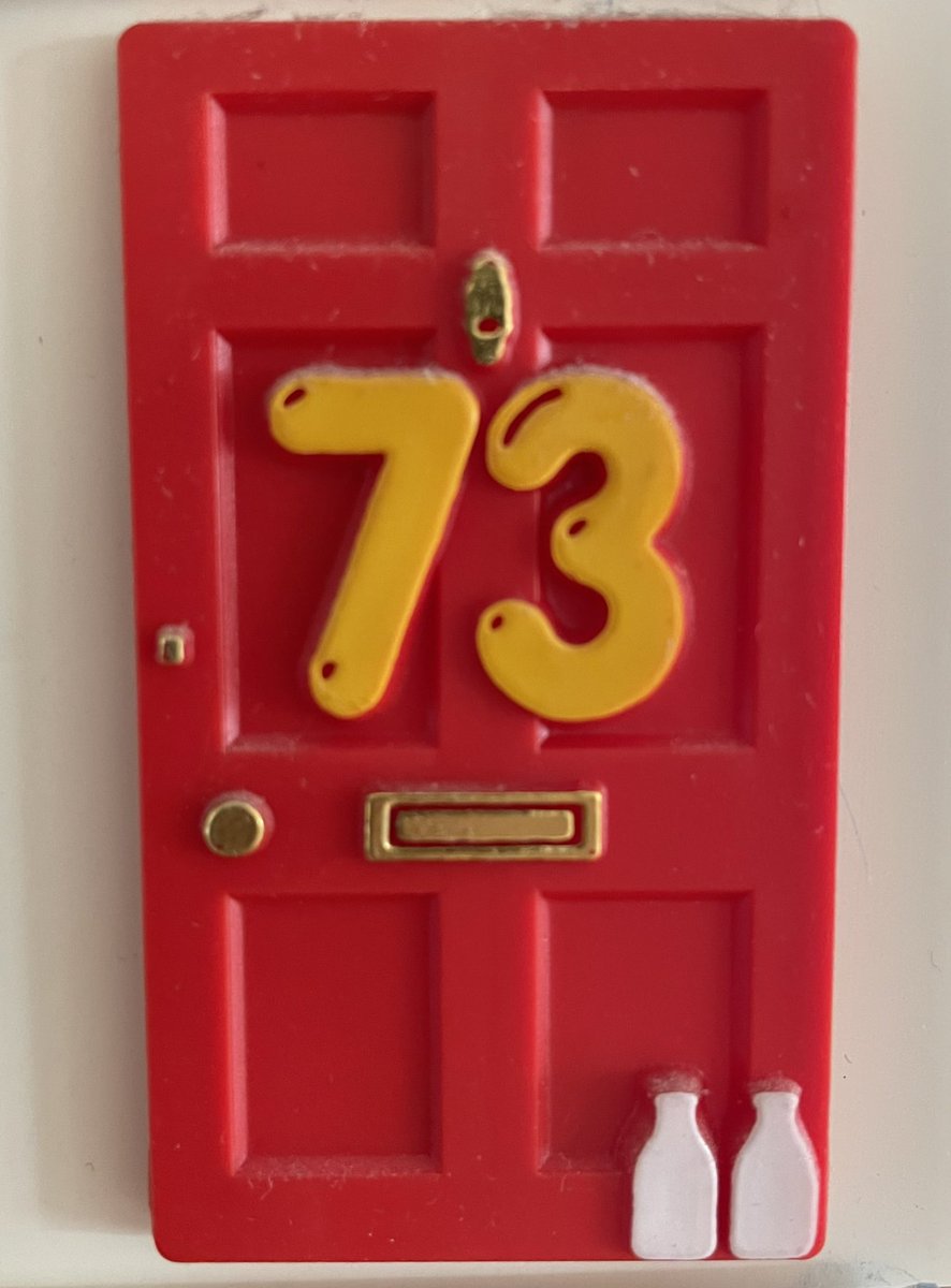 JonaRippon's tweet photo. My treasured No. 73 badge from when I appeared on the show in 1984. Has pride of place on my fridge of fame at home, @sanditoksvig #Number73 https://t.co/oidQqeIsnz