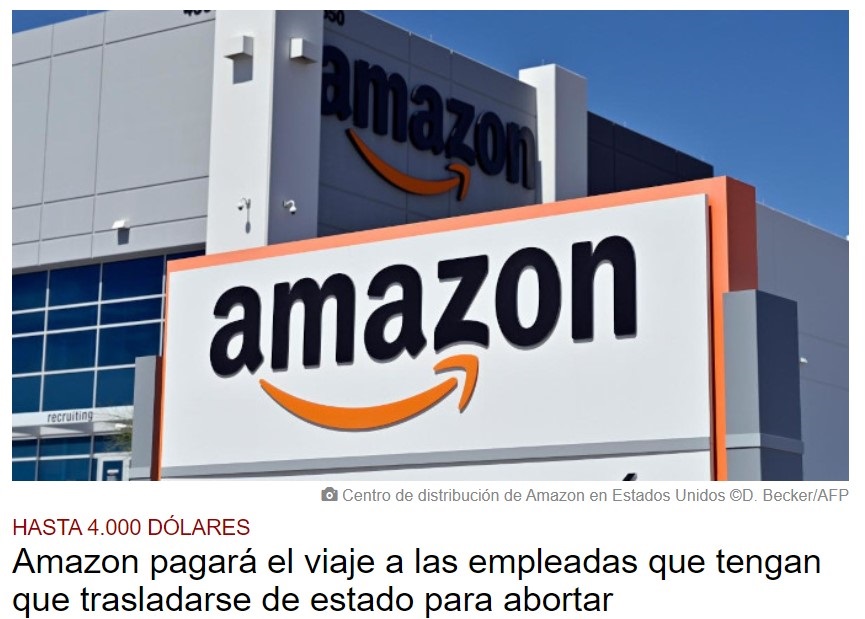 ObispoMunilla's tweet photo. He aquí una prueba de que el abortismo no defiende la libertad de elección, sino que se limita a promover la cultura de la muerte.
¿Por qué Amazon no abona esos 4.000 $ a quien necesite ayuda para salvar a su bebé? ¿O por qué no mejora los suelos de miseria de sus empleados? https://t.co/FBjP3S7nrE