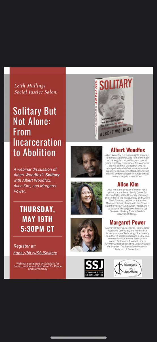 Please join us on May 19th for the inaugural Leith Mullings Social Justice Salon!! We’ll be in conversation with Albert Woodfox and his book Solitary. The link to register can be found in our bio!!
