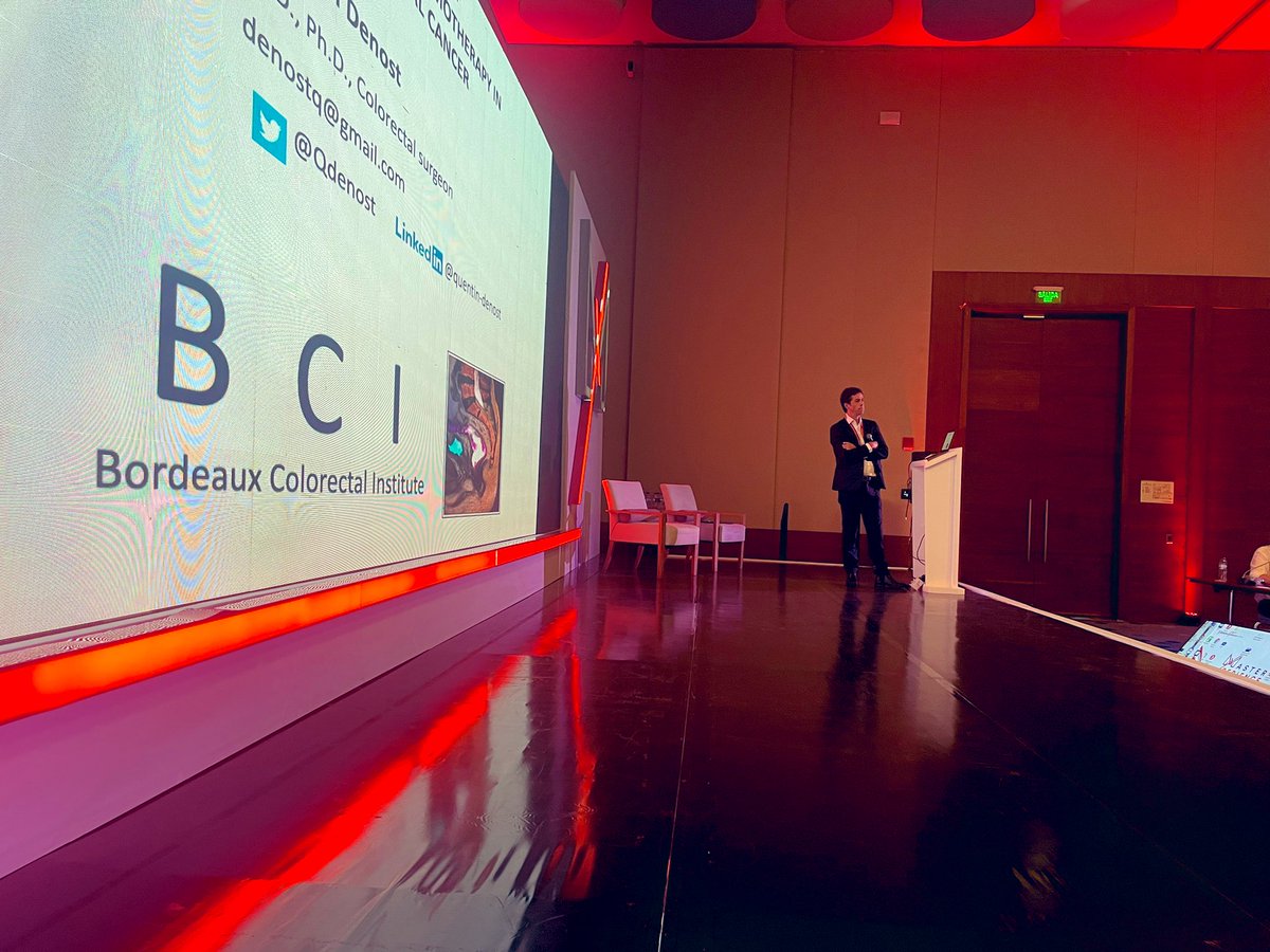 JoshSmithMDPhD's tweet photo. Excellent summary & arguments by @QDenost re: the role of induction TNT approach for patients with #RectalCancer @JNJInnovation @guilhermepc91 @R_Perez_MD #Prodige23 #MasterExperience https://t.co/LgcAbMC57m