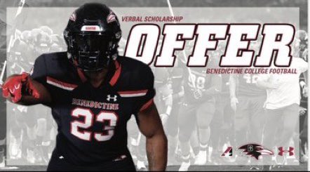 kaleb_james04's tweet photo. Blessed to receive my first offer from Benedictine College!!! @CoachCogan @RavenFootballBC @jperry_nixa @UDC_Recruits @KohlsKicking https://t.co/KxKu2BykJn