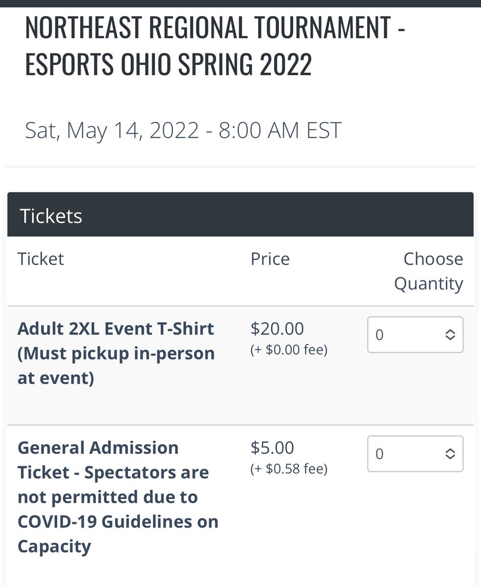 NDeRosha's tweet photo. @esports_ohio Thanks for the quick response! It’s a long drive to find out otherwise at the door. This is what it says in the ticket screen. https://t.co/a0wsaYYxJT
