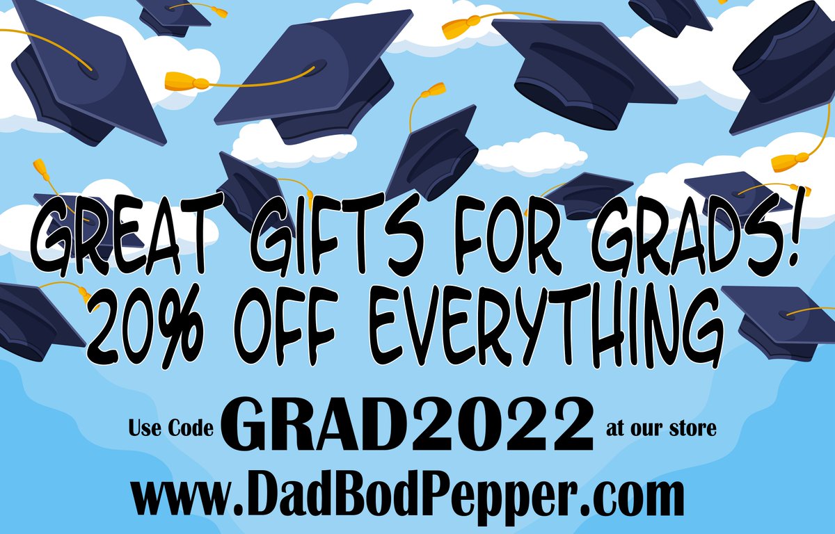 BodPepper's tweet photo. Use code GRAD2022 to get 20% off everything in our store until May 31st.  Free T-Shirt and free shipping on all orders over $30(automatically applied)
https://t.co/9UwhkR5cGi
#freestuff #graduate #graduate2022   #gifts #spicy #hotsauce #peppes #carolinareaper #ghostpepper #dadbod https://t.co/nmz71E17ry