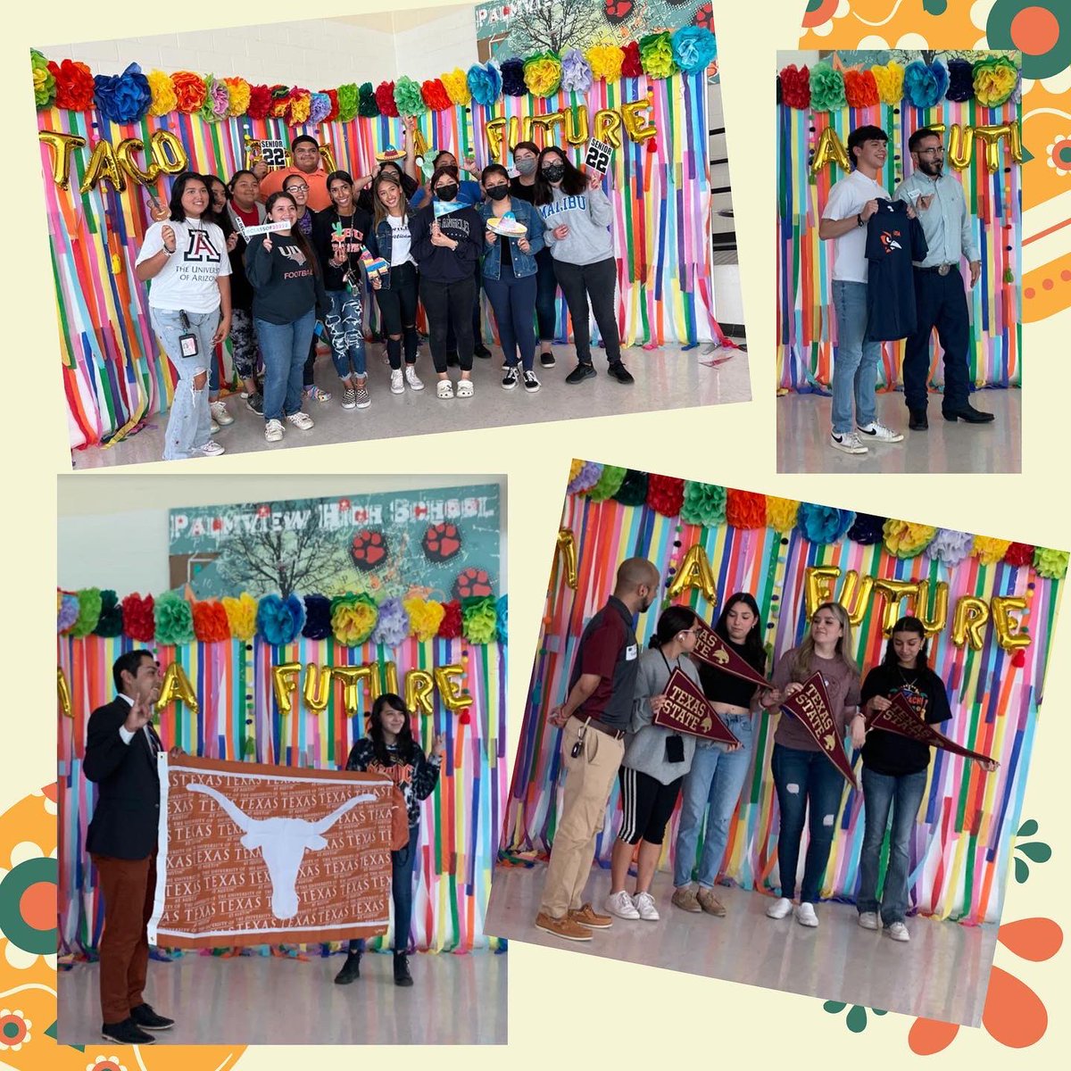 GoCenterPHS's tweet image. Class of 2022 Decision Day FIESTA!
Seniors, we wish you the best of luck on all your future endeavors!
(Special thank you goes out to our donors for giving back to their community: HEB palmhurst, Chick-Fil-A palmhurst, and BrickFire Pizza in mission)
 #DecisionDay2022