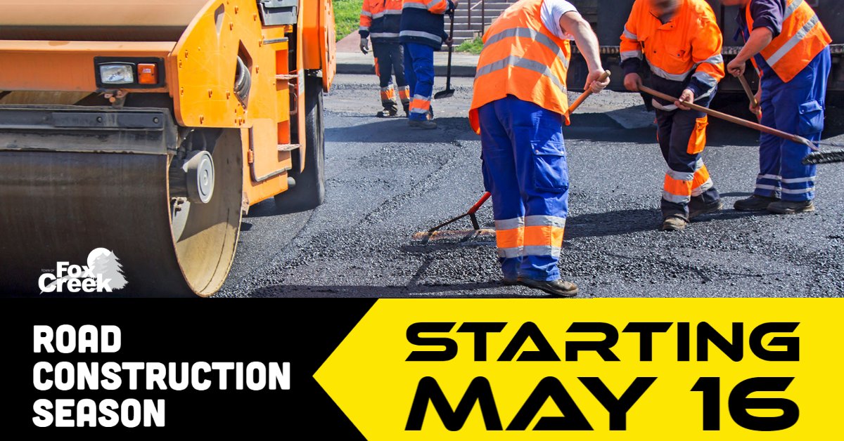 It's almost that time of year again... Construction Season!

Weather permitting, crews will start moving in on the 16th for both the Kaybob Drive and 2A Avenue Extension projects. 

Stay tuned here for more information on the projects.

#foxcreek #whatsupinfox