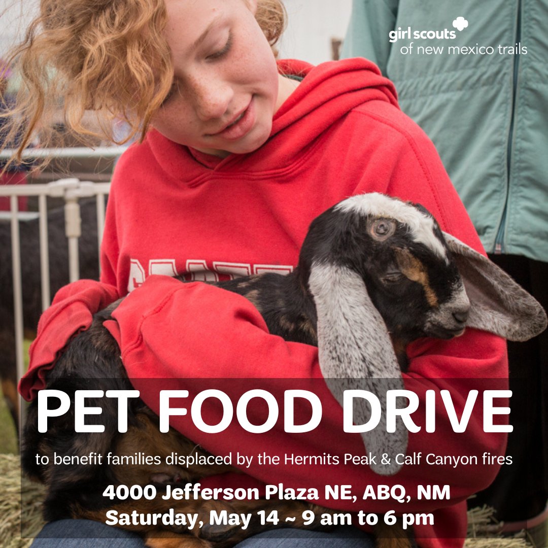 Donate pet supplies, animal crates, dog and cat food, and feed for livestock at our Albuquerque Service Center on Saturday, May 14 from 9:00 am – 6:00 pm for families affected by the Hermits Peak &amp; Calf Canyon fires.