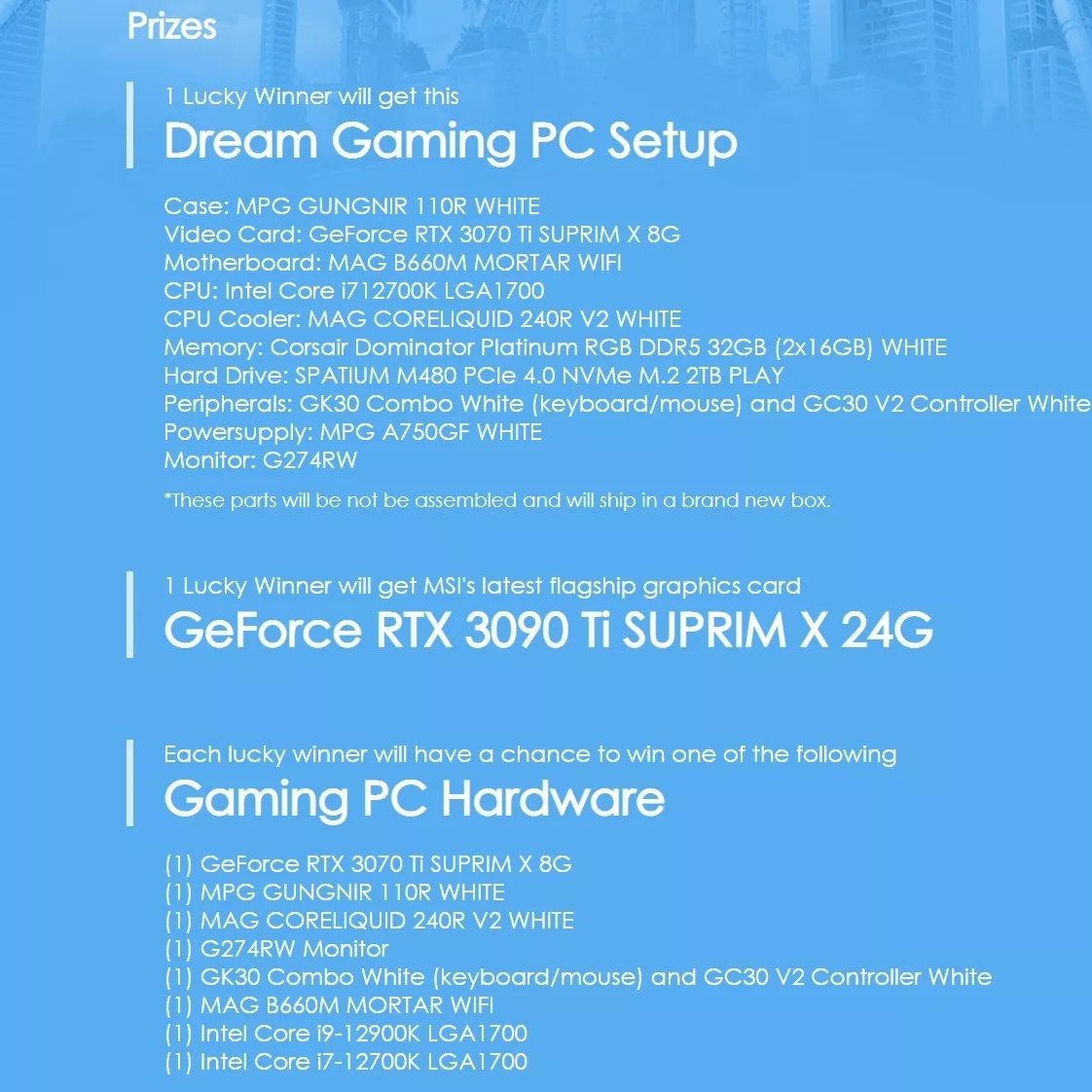 OfficialPCMR's tweet photo. Which of these prizes do you need the most? The 3090Ti SUPRIM? The Dream PC build? 

The Biggest WORLDWIDE PC GIVEAWAY of the year is open! PCMR and @msiUSA have teamed up for another LEGENDARY event! #BrighterMSI

You can enter daily until May 23rd: https://t.co/DxZ48VknR8 🎉 https://t.co/rl0qIuEId4