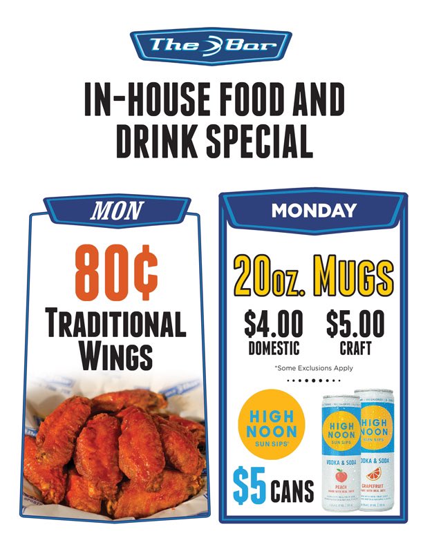 The Bucks are on Tonight!! Join us &amp; cheer them on!! Game 4 Tip off is 6:30pm!! Monday night specials for you to enjoy!!