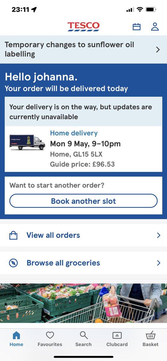 jojo0891's tweet photo. @Tesco ummm you suck! Been waiting over 2 hours and apparently you’ve delivered my shopping on one site but it’s “on its way” on your app. Can I go to bed please and oh yeah, a refund so I can go to @AldiUK thanks https://t.co/IoMr0dgS1F