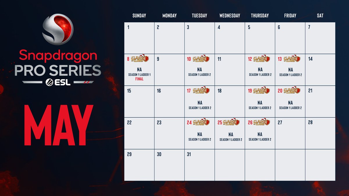 📣 The Snapdragon Mobile Open NA Season 1 Ladder 2 begins tomorrow!

Grab your clanmates and begin your journey to Challenge!

📅  May 10th - 26th
💰 $60,000 USD total prize pool! 
📝 Sign up here: esl.gg/3NK21h0

#ClashWorlds #Snapdragon <a href="/CoCEsports/">Clash of Clans Esports</a>