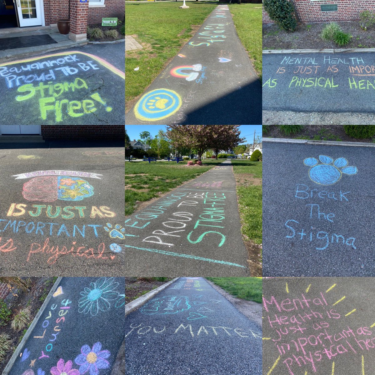 EmilyRingen's tweet image. Annual @PVPantherPride Chalk Out Stigma had a beautiful day to chalk about stigma and continue #PequannockProudToBeStigmaFree mission to raise mental health awareness!! 💪🏼⭐️💚🧠🐾 @JSeborowskiJr @panthertownNJ #peqpantherpride