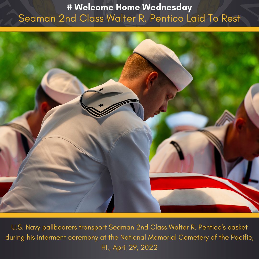 dodpaa's tweet photo. The family paid their respects to #USNavy SN2 Walter R. Pentico at the #NationalMemorialCemeteryofthePacific Apr 29. In 2015, we began #USSOklahomaProject to account for the ships missing from the #PearlHarbor attacks. He was I.D.'d as part of the Adv. #Forensic Technique Project https://t.co/2t4smOSQJ7