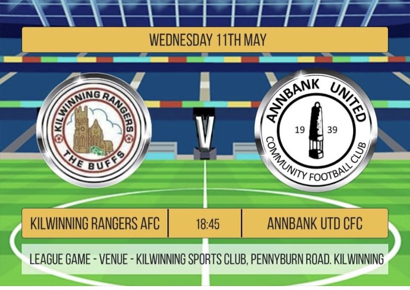 KilwinningR_AFC's tweet photo. Sure to be a cracker runners up v champions as Annbank strive to remain unbeaten in the league the runners up seek to maintain their winning streak and Finish off their campaign with a win at home. We welcome and congratulate Annbank on their achievement.#midweek fix. 🔵⚪️🔵⚪️ https://t.co/gCPeDSDtf9
