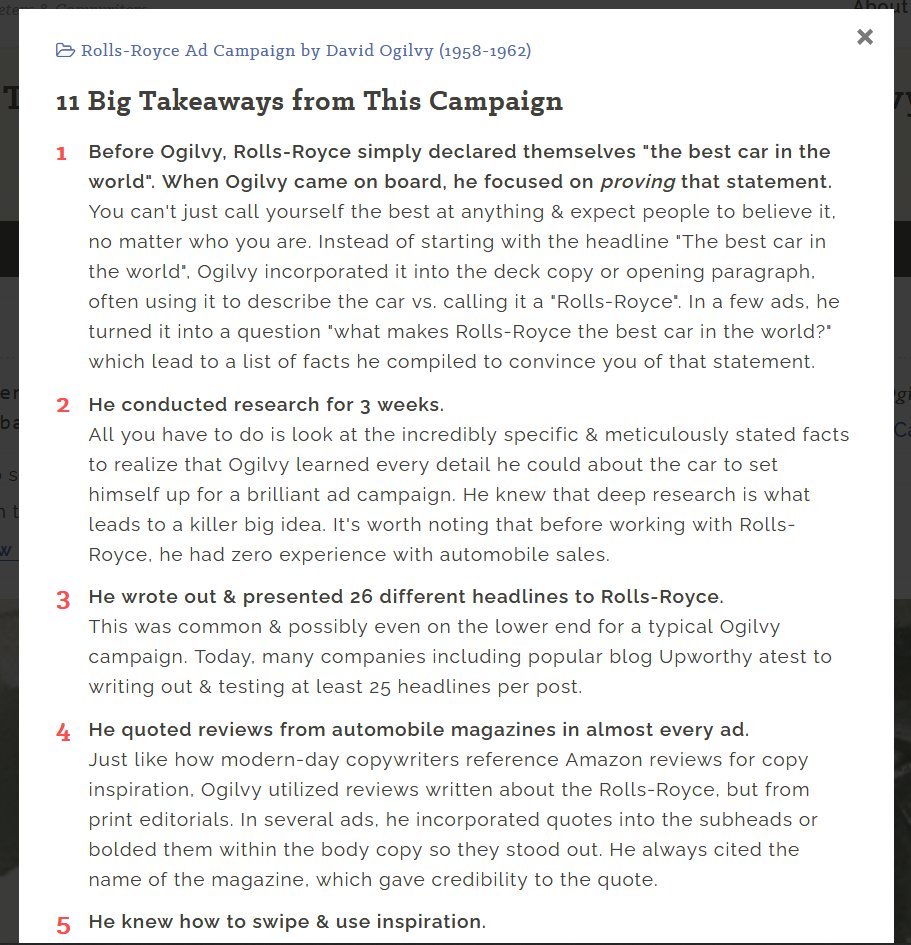 GWriteToLive's tweet image. If you’re not reading ads on Swipe.co, you’re missing out.

For every ad with “Swipe study”, you have a fully annotated ad + main takeaways.

Here is an example of the one and only Ogilvy:
