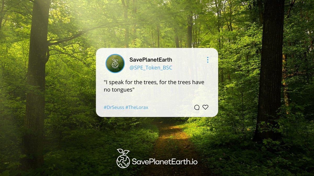 The Lorax is a children's book written by Dr. Seuss in 1971

It chronicles the plight of the environment &amp; the Lorax "speaks for the trees," &amp; confronts the Once-ler, who causes environmental destruction. 

$SPE is now the voice of the trees &amp; soon everyone will hear us!

#ActNow