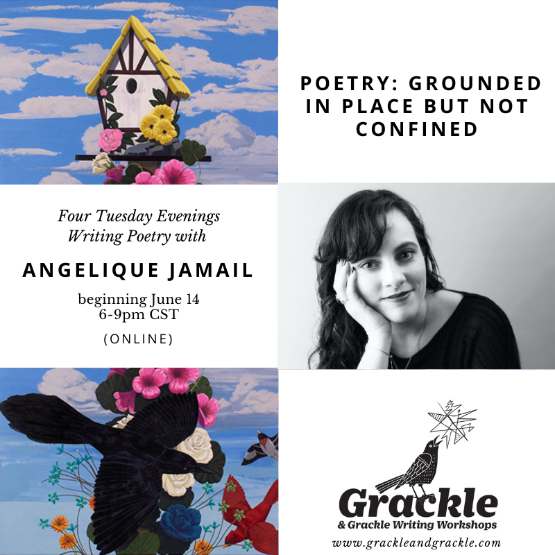 grackleswrite's tweet photo. New workshops are gearing up! Take your writing in a poetic direction this summer with literary polymath Angélique Jamail: https://t.co/bBr8RTzh64