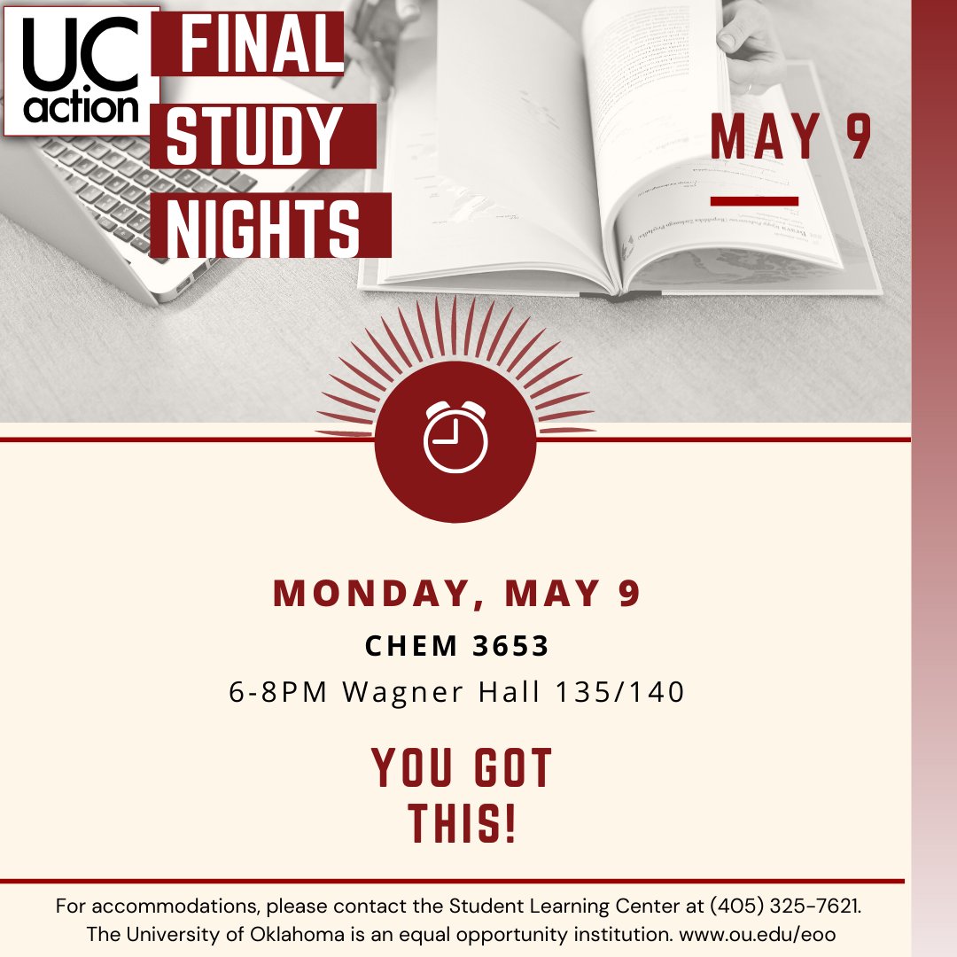 Our CHEM 3653 Final Study Night is starting soon! #YouGotThis #FinalsWeek