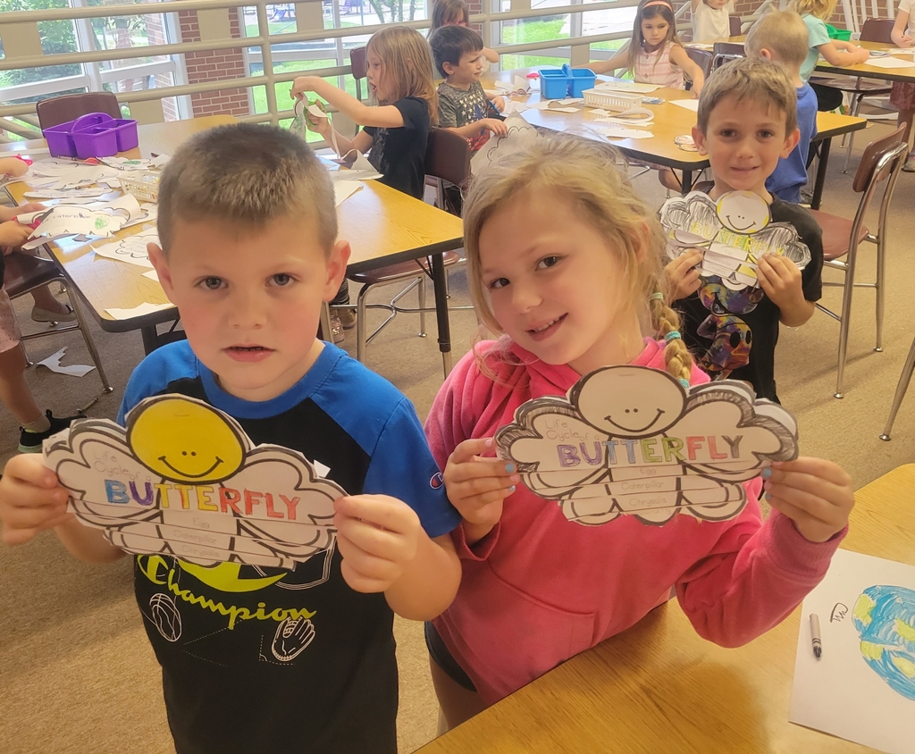 Kindergarteners were learning about the life cycle of a butterfly during libray today. #mvnation