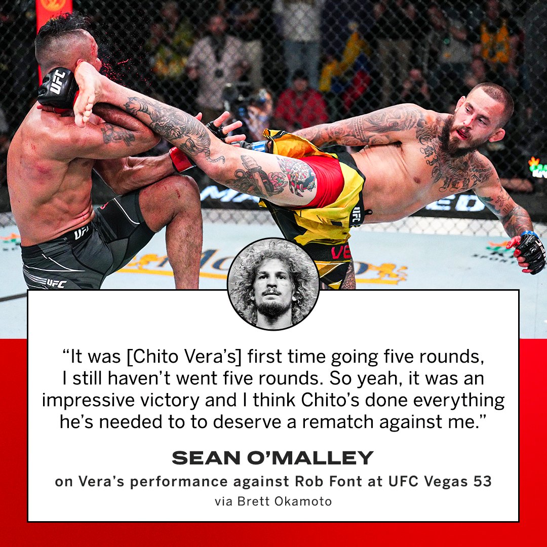 espnmma's tweet photo. Sean believes Chito has earned himself another ticket to The Suga Show 🎫 

(via @bokamotoESPN) https://t.co/V04eYlZIdV