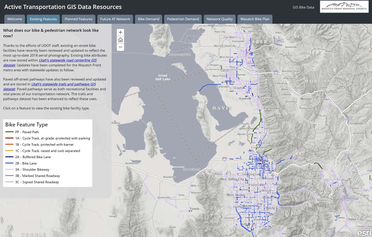 WasatchCouncil's tweet photo. National Bike Month is a great time for an added focus on making cycling more attractive. The #WasatchChoice Active Transportation map (https://t.co/f7VYVhvfPL) and our Active Transportation Data Resources maps (https://t.co/pgcgUkFYNM) are great places to start! #MapMonday https://t.co/xcJ8LVyDnH