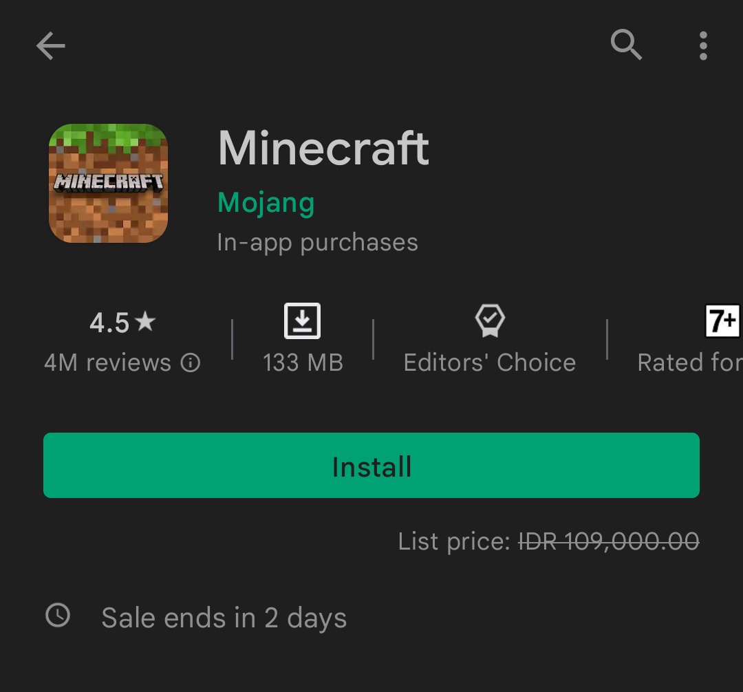 Vi a oferta na PLAY STORE de que o Minecraft estava grátis e que a