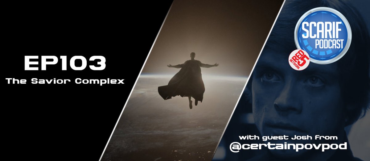 ScarifPodcast's tweet photo. This Thursday, EP103 drops and it's a deep discussion with our friend Josh from @certainpovpod on #TheSaviorComplex in our fictional heroes. We examine what that means in our lives when it comes to redemption and more! Don't miss this one! #ThatsTheScuttlebutt #Red5Family https://t.co/M7N5tPU6VU