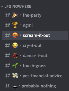 lagunacarta's tweet photo. Making good use of the #screamitout channel in @FOMOParty_eth today 🙃 https://t.co/N6opucvmyH