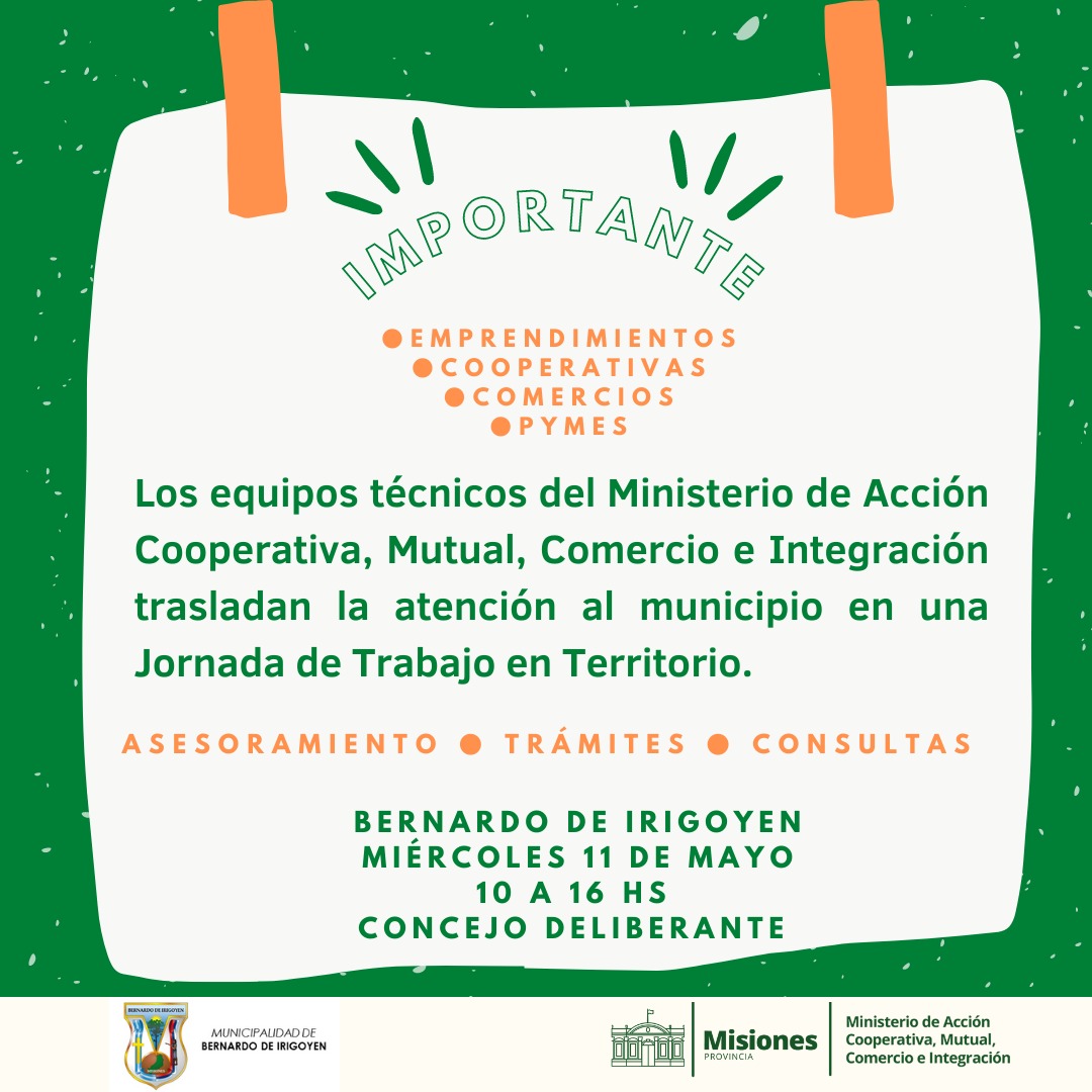 Acción Cooperativa brindará asesoramiento a emprendimientos, cooperativas, comercios y Pymes en Bernardo de Irigoyen 

agencia1misiones.com.ar/index.php/es/i…
<a href="/LilianaMabelRod/">Liliana Rodriguez</a> <a href="/AccionCMCI/">@AcciónCooperativaMCI</a>