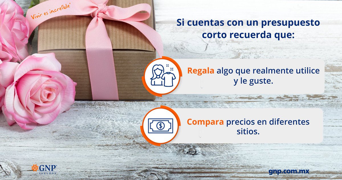 gnp_mx's tweet photo. De acuerdo con la Concanaco, se estima que el #DíaDeLasMadres 👩‍👧 el gasto promedio por familia para este festejo es entre 850 pesos y 1,000 pesos💸. Te compartimos algunos tips para no gastar de más y compartir este día tan especial al máximo❤️. #Viviresincreíble https://t.co/uolLxwTh1N