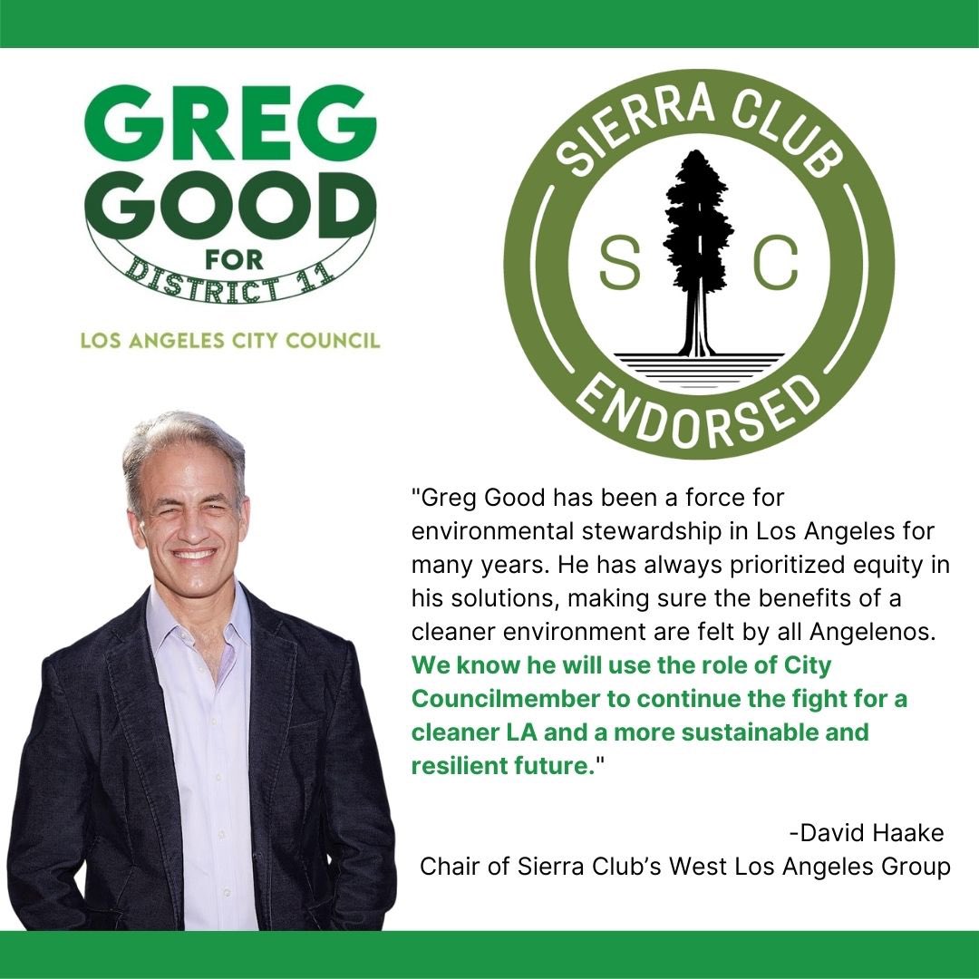 Thank you to <a href="/SierraWestSC/">Sierra Club West Los Angeles Group</a> for their support. Our environment is on fire and healing it is both a sprint and a marathon. Humbled to have amazing community partners like Sierra Club on board this campaign, because once I am in office it will be all hands on deck.