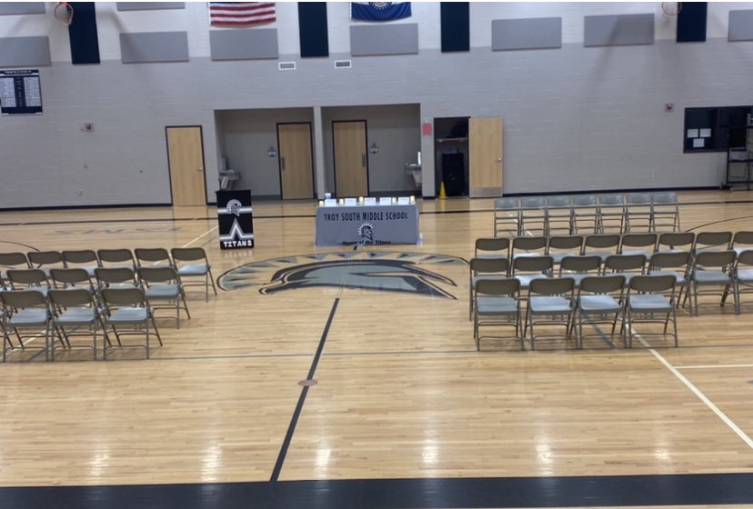 TSMSAD's tweet photo. The stage is set for our @TroySouthMiddle NJHS inductions.  #TroySouth #proud2br3 #TitanStrong #TitanPride #TSMSRocks https://t.co/UUNILwhwpn
