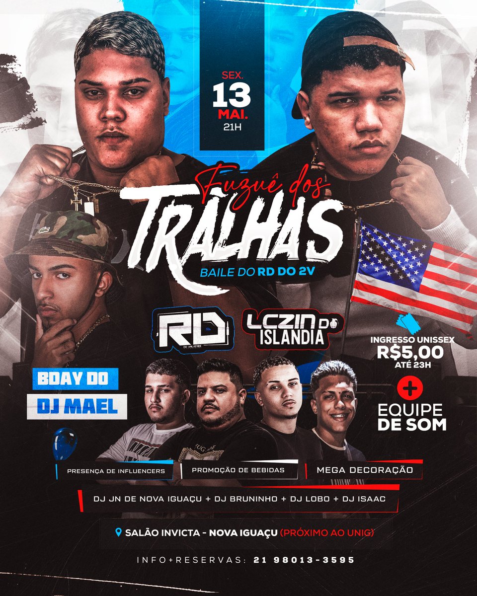 FDT_AFESTA's tweet photo. Estão preparados??!🥳🔥🇺🇲
 Nesta sexta-feira baile do DJ RD DO 2V🔥🇺🇲

+ De 30 influencers Confirmado!!!

Cheguem cedo, sujeito a superlotação 🎉🥳 https://t.co/D5lj0ot8K6