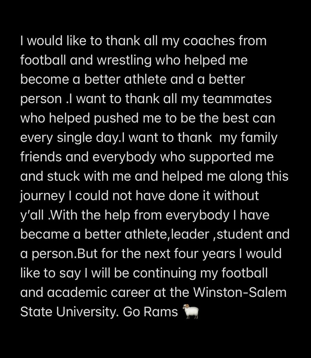 de_ratliff's tweet photo. I am 110% committed to Winston -Salem State University @WSSURamFootball @WSSU_Athletics @CoachMakk @thereal71sports @KelSmitty71st https://t.co/qiB2yTJuld