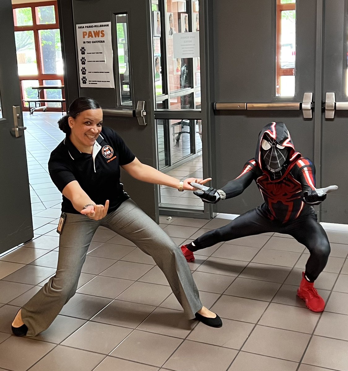 YvonneMThornton's tweet photo. When Spider-Man swings into The Parks. @RPM_ISSD to encourage your scholars🧡🖤🕸 @LancasterISD @akperera @CartneySlaughte @doctoniahoward @AlishaChenevert @drcasscarr #STAARREADY #RaiseYourRoar🐯 https://t.co/9cPd86Nwl6