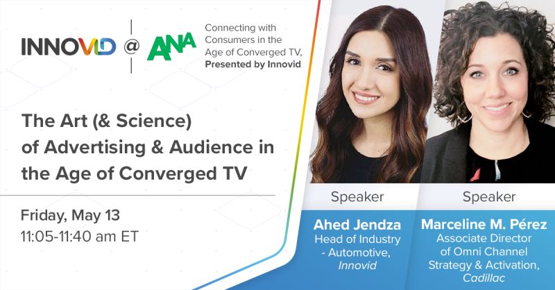 innovid's tweet photo. .@ANAmarketers members! This Friday, don’t miss Innovid’s Ahed Jendza &amp; @Cadillac’s Marcie Pérez. They’ll discuss how brands are leveraging data and technology to get a unified view of advertising and audiences in the age of converged TV. To register: https://t.co/gZdP0yVfJH https://t.co/QmdEFeNiyj