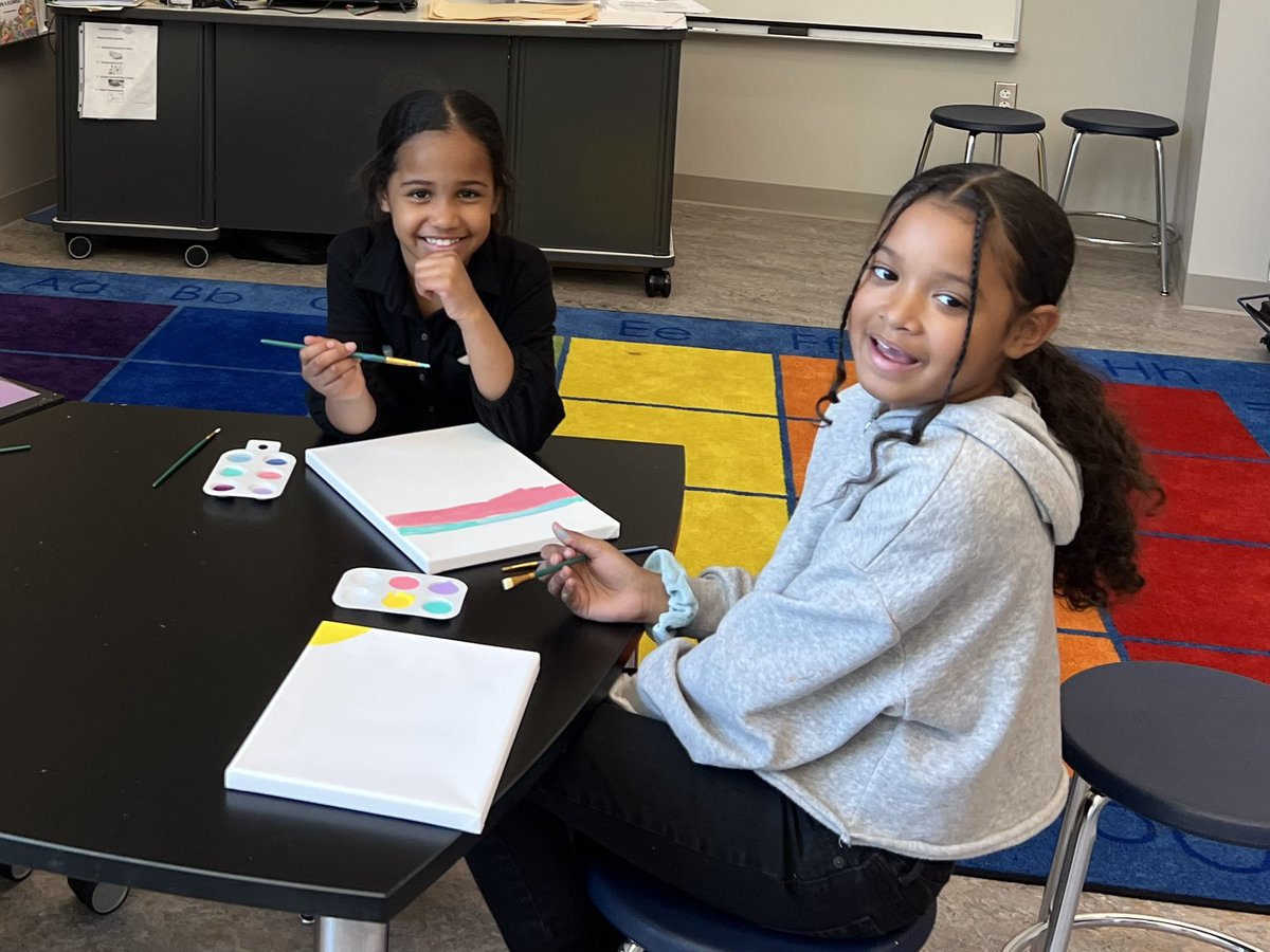 MrsGross5's tweet photo. Today was our #PBIS Rewards Art Party. Mulcahey School definitely has a few budding Pollocks! @MulcaheySchool https://t.co/FcAkQXcxy6