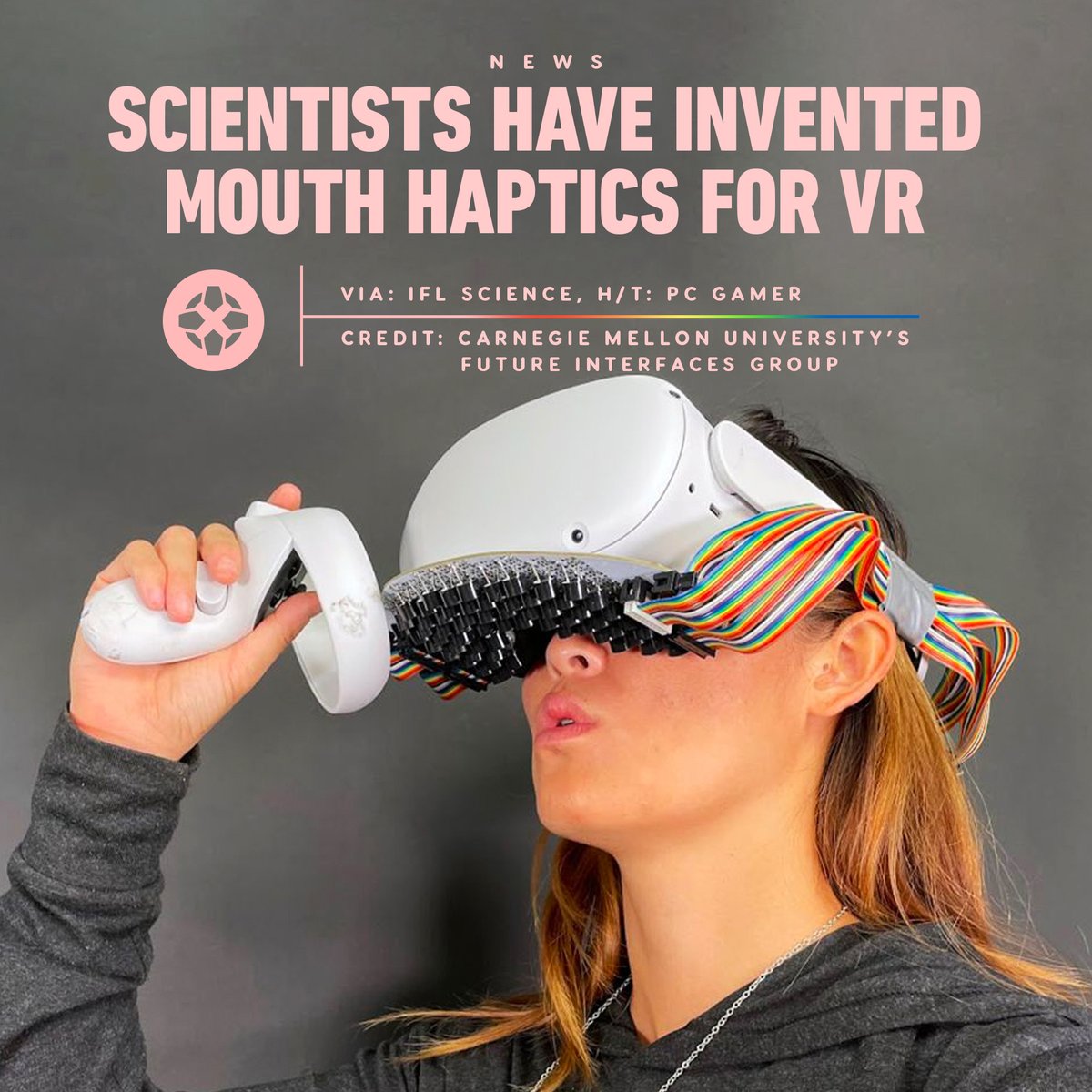 Scientists have invented mouth haptics for VR that allow users to feel different virtual experiences with their mouths, like drinking a beverage, feeling the sensation of wind while flying or driving, and more.  bit.ly/3ywBLkK