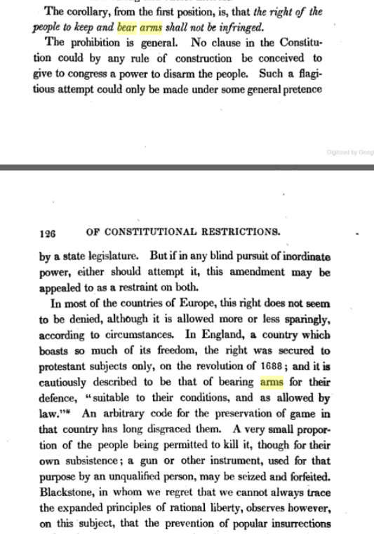 It's so amusing reading old history/law texts that clearly talk about the right to bear arms as an individual right, considering the antigun side pretends the 2A is a 'militia right' and Scalia made up the individual right in Heller. This is from William Rawle.