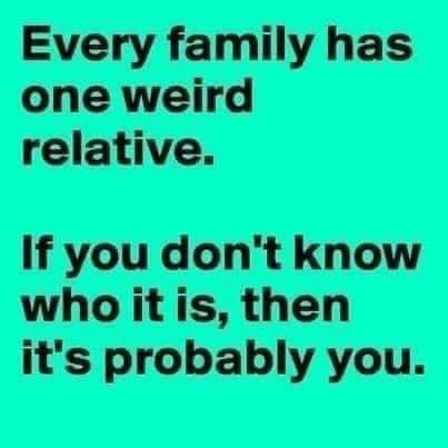 terrye_thorp's tweet photo. Every family has one…
Are you it!?
#family #weirdone https://t.co/AAN7NrtaJ7