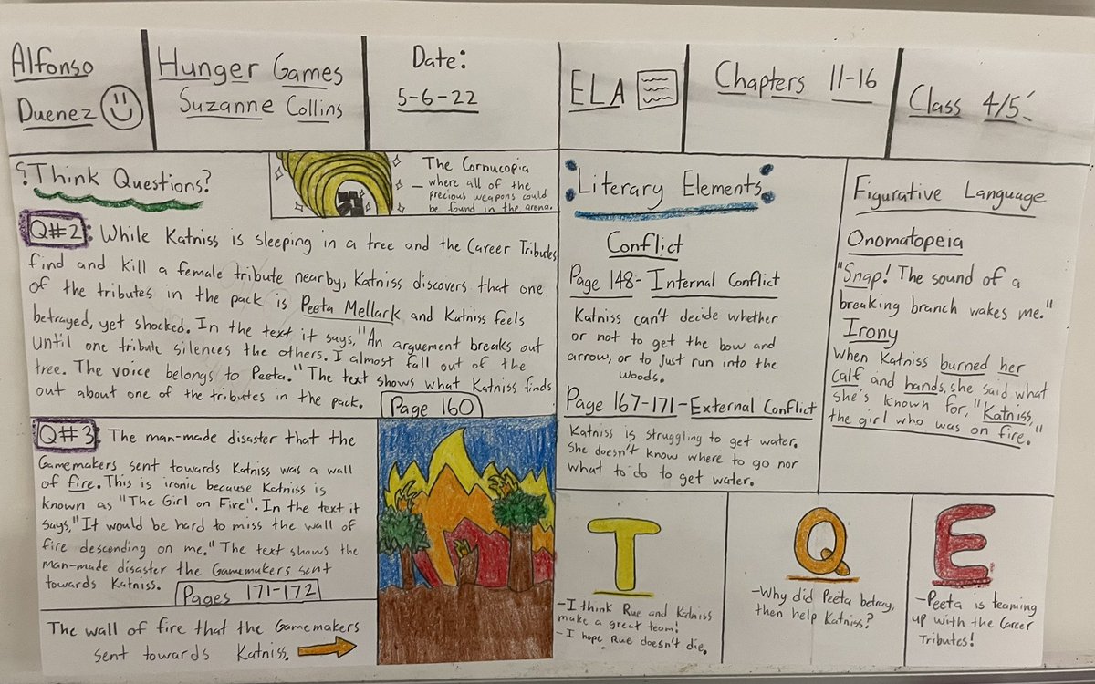 146reads1's tweet photo. Had to check in on Mrs Montowski’s learners and their #thoughtnotes over chapters 11-16 of The Hunger Games. It is amazing how each one is so unique! What a great way to end my Monday 🥰📚 @studysync @GompersD86 #studysyncinaction https://t.co/EPQAwFCH7Q