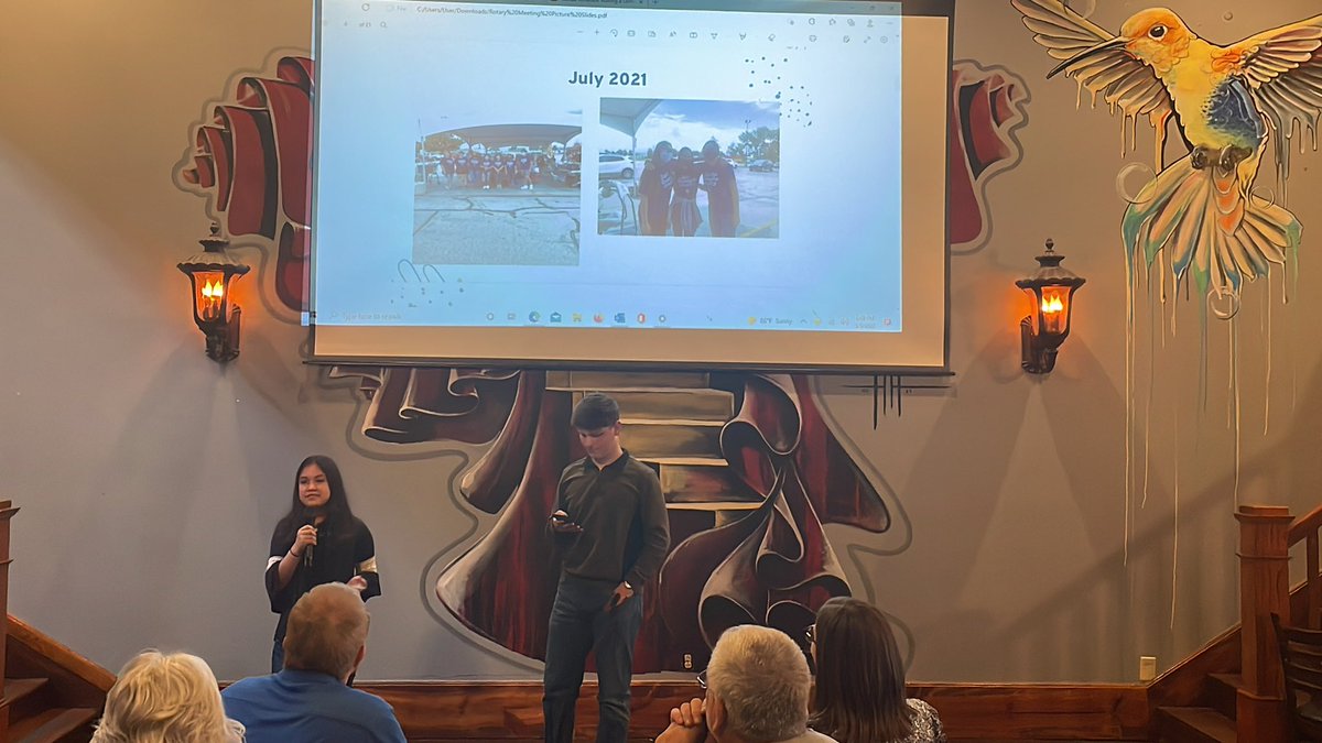 The Interact Club officers giving the State of the Club update to the Rogers Evening Rotary club. So proud of our kiddos  making a difference in our local community